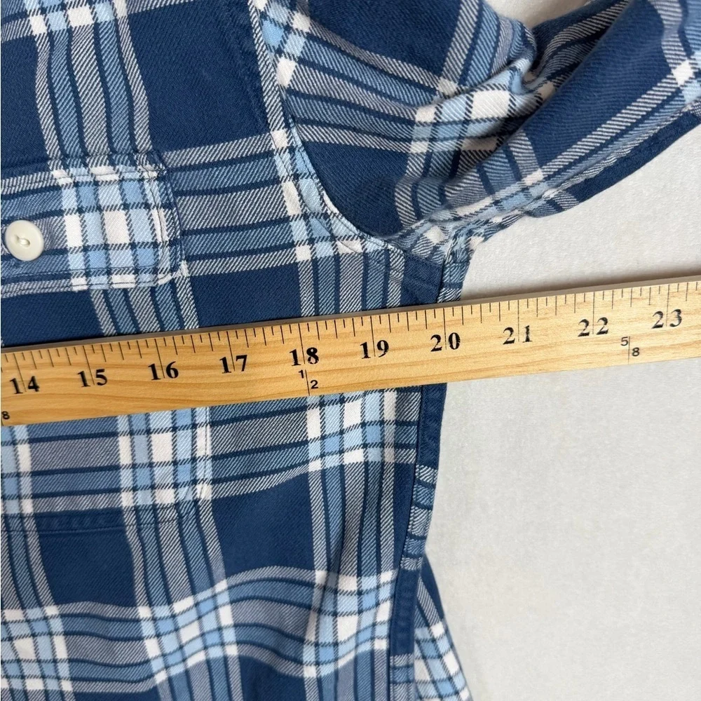 Lot of 2 J. Crew Medium Blue and Black Plaid Flannel Casual Shirts